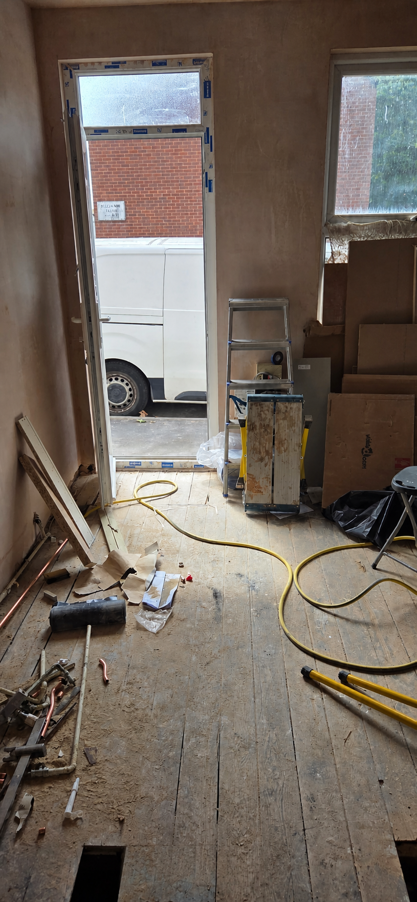 Replacement window work in progress during a property repair